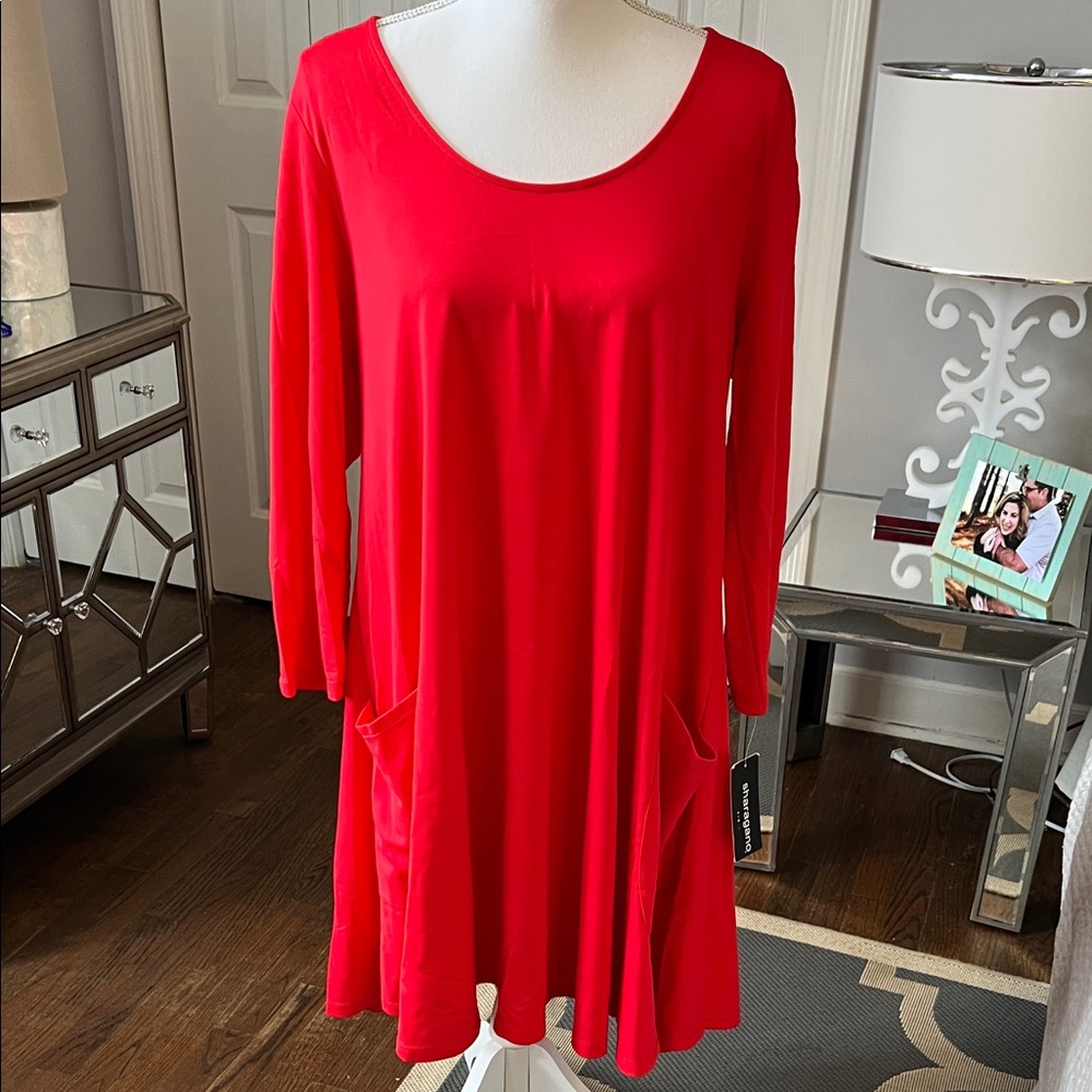 Sharagano Red Swing Dress Size 12 NWT